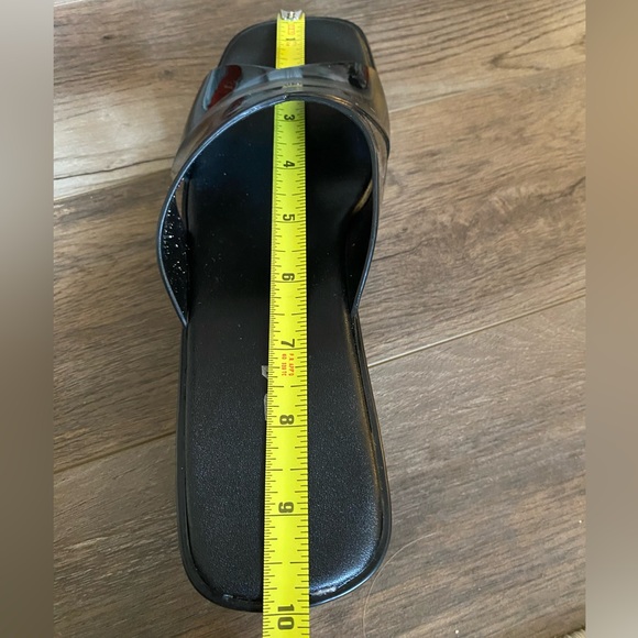 Soda black patent chunky slide on jelly platform sandal heels - Picture 13 of 13